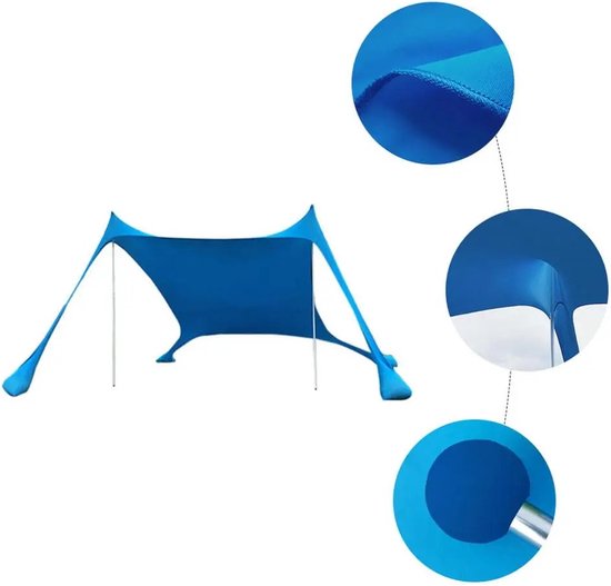 VORLOU - Zonnescherm voor strand, zonnebescherming, met UV-bescherming, draagbare zonnebescherming, grote lichte baldakijn, strandtent met zandzak, anker, 4 gratis haringen voor strand, vissen, camping en tuin van Merkloos