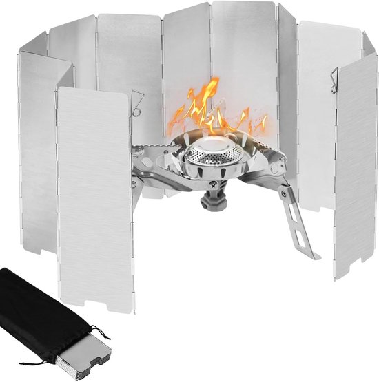 Vouwbaar en verwijderbaar aluminium windscherm voor campingkeuken, ideaal voor gasfornuizen en buiten koken