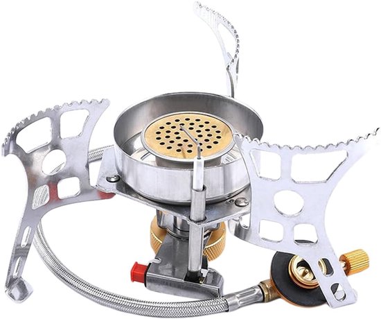 Vouwbaar Gasfornuis - Draagbare Kookbrander - Outdoor Koken - Winddichte Ontwerp - Compact Opvouwbaar - Zilver
