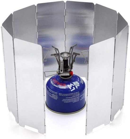 Vouwbare Aluminium Windscherm voor Buiten Campingstoof, Inclusief Opbergtas en Bescherming tegen Wind van Merkloos