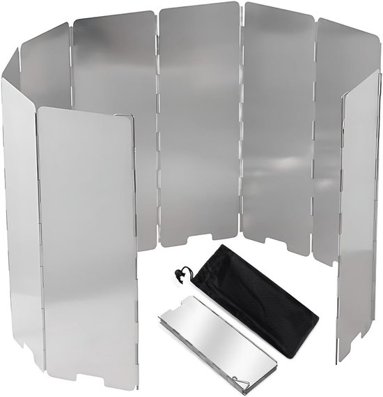 Vouwbare Aluminium Windscherm voor Campingfornuis, Lichtgewicht en Compact met Opbergtas, Ideaal voor Buiten Koken en Bescherming tegen Wind van Merkloos