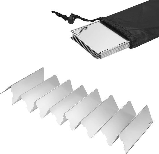 Vouwbare Aluminium Windscherm voor Kampeerfornuizen - Lichtgewicht Bescherming tegen Wind voor Buiten koken met Gasfornuizen (16 Platen)