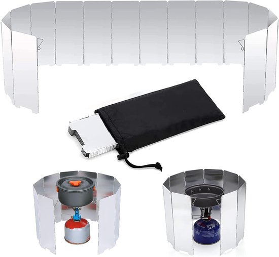 Vouwbare Aluminium Windscherm voor Kamperen, Wandelen en Picknicken - Lichtgewicht en Winddicht met 16 Platen
