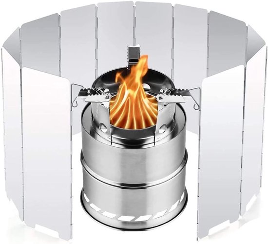 Vouwbare Camping Gasfornuis met Windscherm, 14 Platen, Aluminium Bescherming voor Buitenactiviteiten en Kampeeraccessoires
