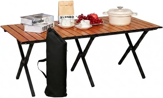 Vouwbare en hoogteverstelbare campingtafel van ijzer, lichtgewicht voor picknick, tuinfeesten en reizen - 119 x 58 cm