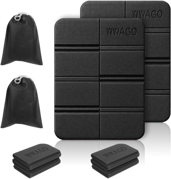Vouwbare Foam Zitmatten - 2 Stuks, Zwart Waterdicht Kussen voor Camping, Picknick en Wandelen, Thermisch Geïsoleerd en Draagbaar