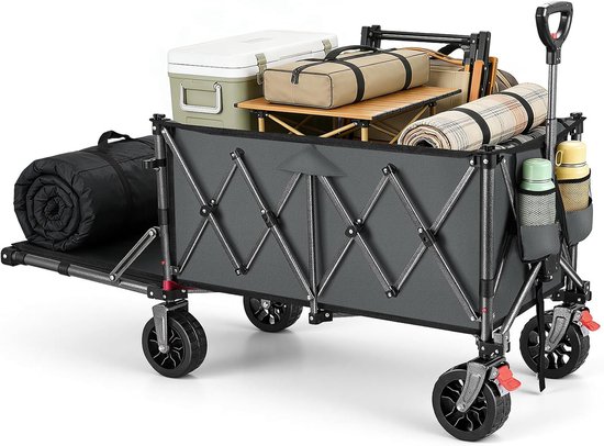 Vouwbare Handkar - Transportwagen Opvouwbaar - Boodschappen Vervoeren - 4-Weg Vouwtechniek - 180 Liter - Olijfgroen
