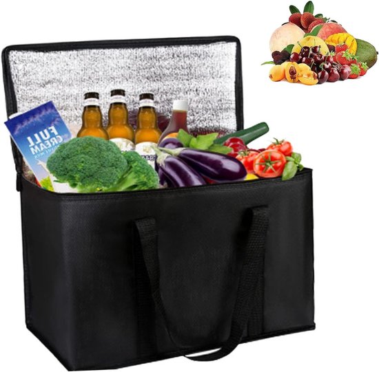 Vouwbare koelbox voor buiten, geïsoleerde picknicktas, groot formaat voor voedseltransport en reizen, 51 x 25,5 x 33 cm