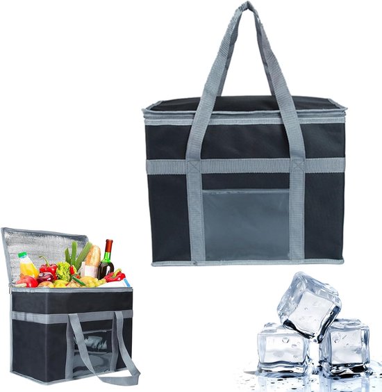 Vouwbare Koeltas 41 x 26 x 33 cm - Grote Isolatie Mand - Koelmand Thermische Tas Picknicktas Waterdicht Lichtgrijs