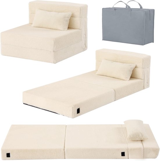 Vouwbare Matras - Kinderen Sofa - Spelen en Slapen - Glow in the dark - 160 cm - Beige