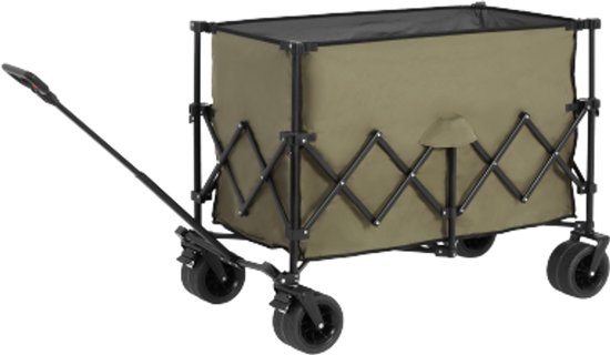 Vouwbare Wagentje 109×53×83cm Multifunctionele Wagentje Groen Staal All Terrein Wielen Verstelbare Handgreep Heavy Duty Tuinwagen Voor Winkelen Sport Vissen van Merkloos