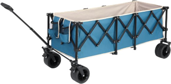 Vouwbare Wagentje 136×54×60cm Multifunctionele Wagentje Blauw Staal All Terrein Wielen Verstelbare Handgreep Heavy Duty Tuinwagen Voor Winkelen Sport Vissen van Merkloos