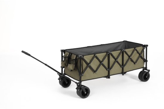Vouwbare Wagentje 136×54×60cm Multifunctionele Wagentje Groen Staal All Terrein Wielen Verstelbare Handgreep Heavy Duty Tuinwagen Voor Winkelen Sport Vissen van Merkloos