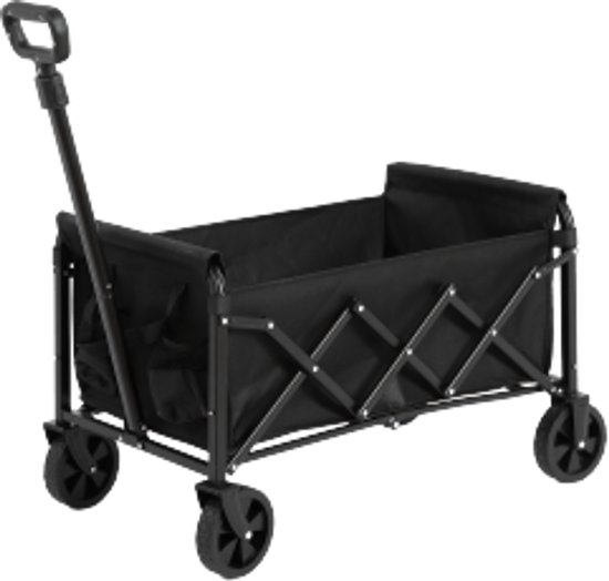 Vouwbare Wagentje 66×41×44,5Cm Outdoor Kampeerwagen Visserswagen Multifunctionele Wagentje Zwart All Terrein Wielen Verstelbare Handgreep Heavy Duty Tuinwagen Voor Winkelen Sport Vissen van Merkloos