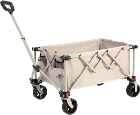 Vouwbare Wagentje 77×48×45cm Campingwagen Amber Beige Staal Met All-Terrein Wielen Verstelbare Handgreep Voor Buiten Gebruik van Merkloos
