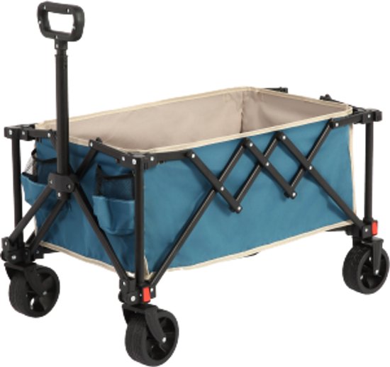 Vouwbare Wagentje 77×48×45cm Campingwagen Blauw Staal Met All-Terrein Wielen Verstelbare Handgreep Voor Buiten Gebruik van Merkloos