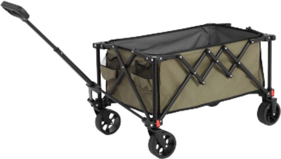 Vouwbare Wagentje 77×48×61cm Campingwagen Groen Staal Met All-Terrein Wielen Verstelbare Handgreep Voor Buiten Gebruik van Merkloos