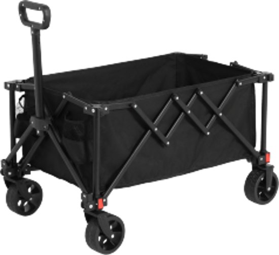 Vouwbare Wagentje 77×48×61Cm Outdoor Kampeerwagen Visserswagen Multifunctionele Wagentje Zwart All Terrein Wielen Verstelbare Handgreep Heavy Duty Tuinwagen Voor Winkelen Sport Vissen van Merkloos
