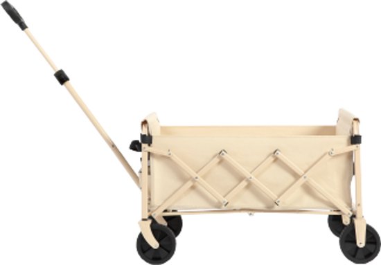 Vouwbare Wagentje77×48×45cm Campingwagen Beige Staal Met All-Terrein Wielen Verstelbare Handgreep Voor Buiten Gebruik van Merkloos