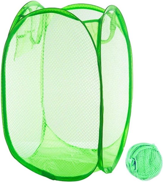 Vouwbare wasmand ton opbergmand groen Oxford weefsel metalen frame ruimtebesparend