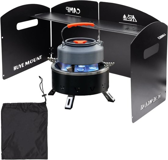 Vouwbare windbescherming voor campingkooktoestel, ideaal voor buiten koken en kamperen met staal en glas