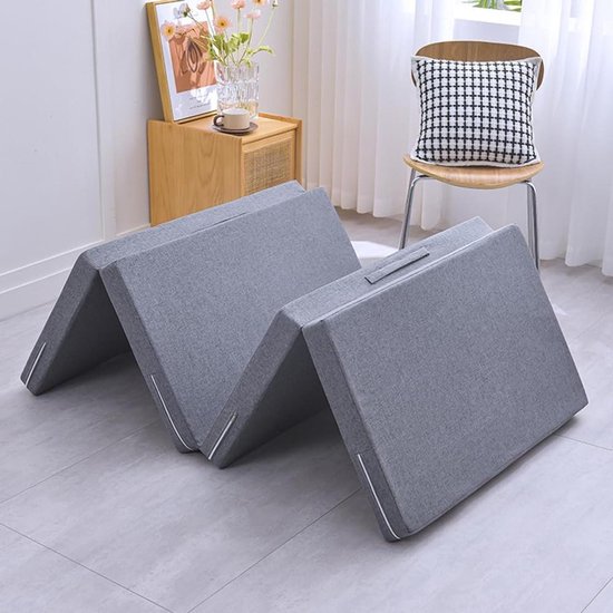 Vouwbed Gasten - Opvouwbaar Matras - Extra Slaapplek - Afneembare Hoes - 120x200cm - Grijs