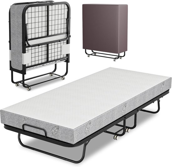 Vouwbed - Gastenbed - Logeren - 13cm dikke matras - 90 x 200 cm - Mat Zwart