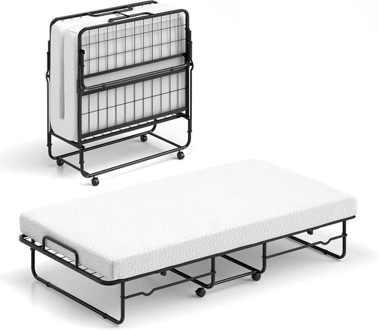 Vouwbed met Matras - Gastenbed Klapbed - Comfortabel Slapen - Compact Opvouwbaar - 90x190 cm - Zwart