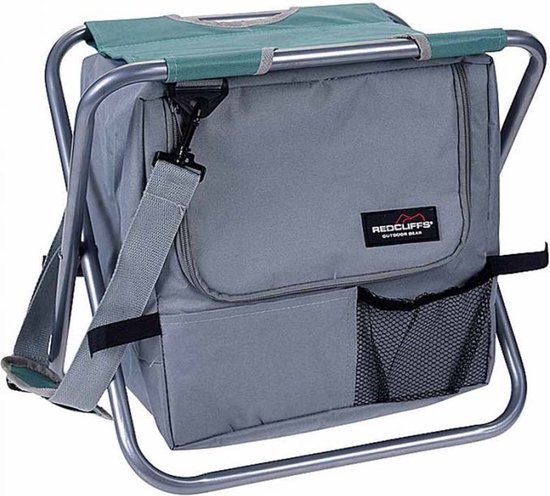 Vouwkruk met koeltas - kruk - groen - 40 x 40 x 37 cm – outdoor – kamperen – kampeermeubelen - vissen van Parc.