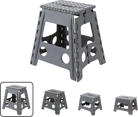 Vouwkruk voor keuken of badkamer - kleine trap kinderkruk - opstapkruk volwassenen kinderen - 39 cm hoog - grijs van GOBRANDED