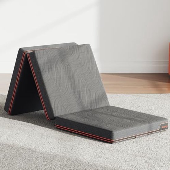 Vouwmatras 10 cm met Draagtas - Eenpersoons Driebladige Matras voor Kamperen en Reizen van Zenoz