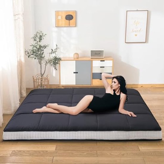 Vouwmatras 140 x 200 cm, 10 cm dik, Japanse vloermat, ademend logeerbed voor camping en bank van Beautissu