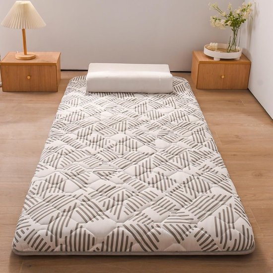 Vouwmatras 2 persoons - Futonmatras draagbaar - Kamperen slapen - Snel rebound comfort - 120x190 cm - Grijs patroon