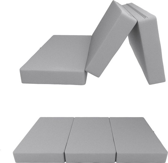 Vouwmatras 3-delig - Gastematras Campingbed - Logeren Kamperen - Waterdicht Hardschuim - 120 x 195 cm - Grijs