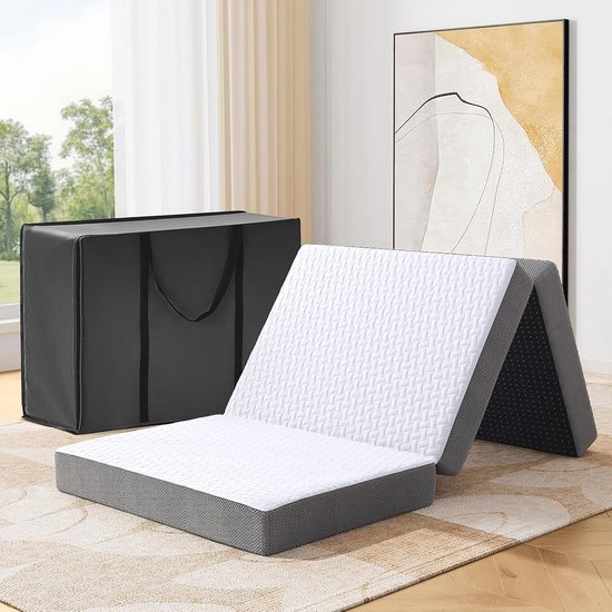 Vouwmatras 65 x 195 cm 3-delig - Camping Matras voor Gastenbed en Vloermatras van Merkloos