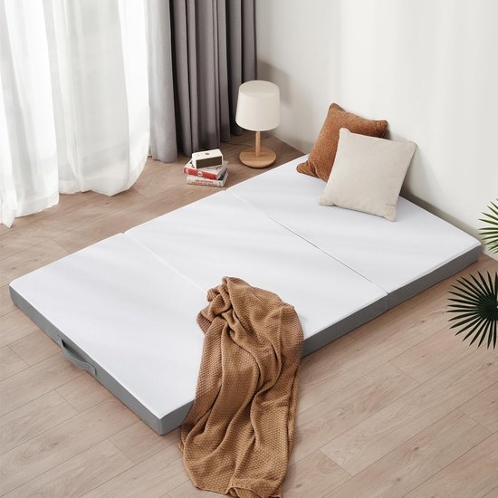 Vouwmatras 90 x 195 x 10 cm - Foam - Opvouwbaar - Ideaal voor gasten - ShopVlot