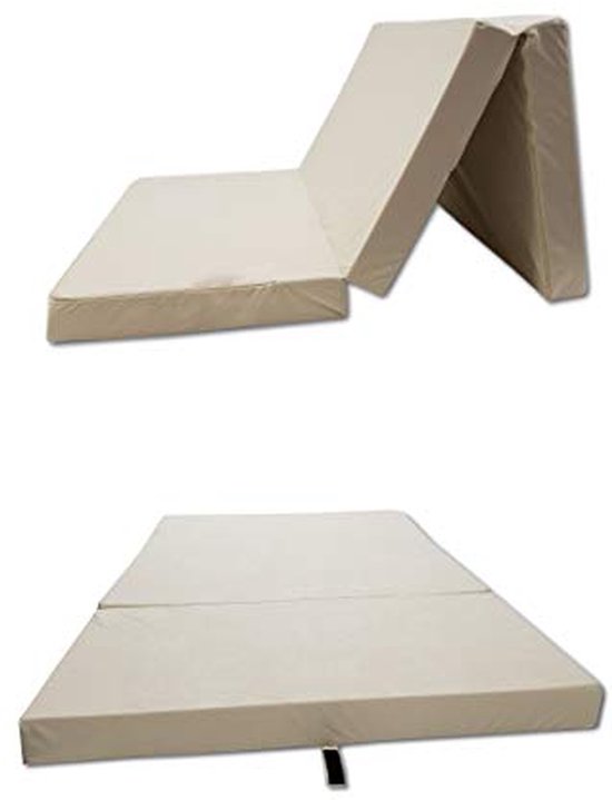 Vouwmatras Beige 120 x 200 cm – Opvouwbaar Gastenmatras voor Reis en Camping