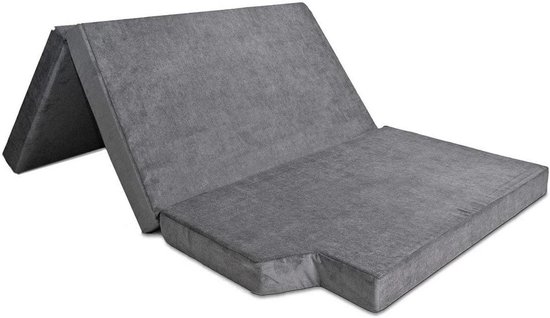 Vouwmatras Bus - Opvouwbaar Matras Kamperen - Comfortabel Slapen - Thermo-elastisch Visco-schuim - 190 x 142 x 10 cm - Donkergrijs