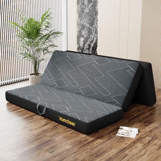 Vouwmatras Extra Dik 15 cm - 3-delige Gelschuim Reismatras voor Volwassenen - Inklapbaar Camping en Logeerbed van Lunahome