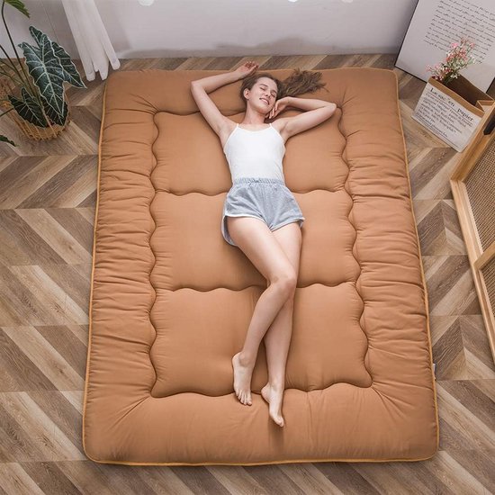 Vouwmatras Futon - Vloerbed - Gastvrij Ontvangen - Met Traagschuim - 150 x 200 cm - Lichtbruin