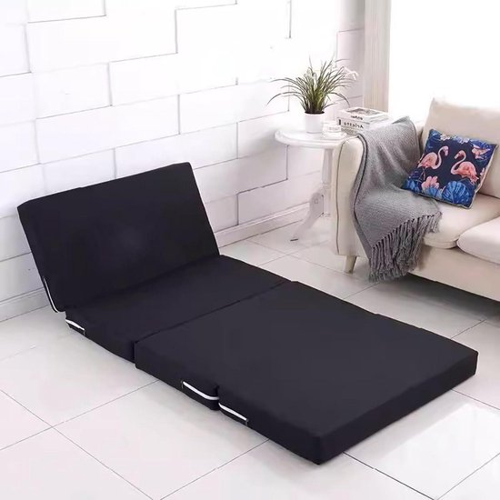 Vouwmatras - Gast matras - Logeren thuis - Afneembare hoes - 200x100cm - Zwart