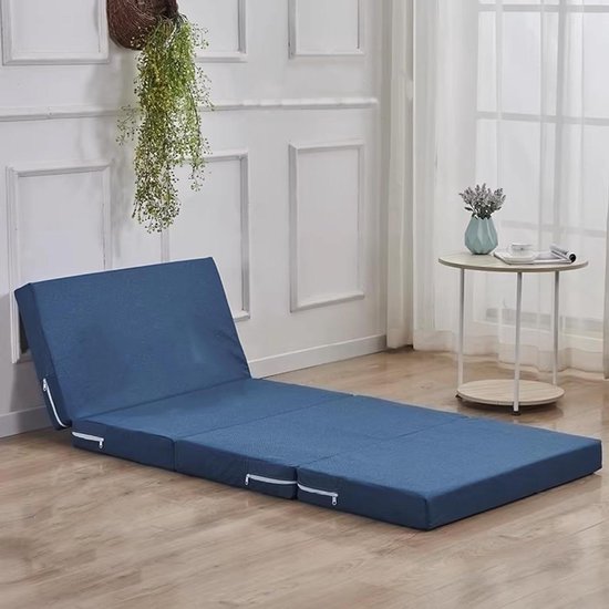 Vouwmatras - Gastbed - Kamperen - Quad-Fold - 200x70cm - Blauw