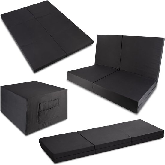 Vouwmatras Gasten - Opklapbaar Bed - Logeren Thuis - Extra Dikke Schuimkern - 140 x 195 cm - Zwart