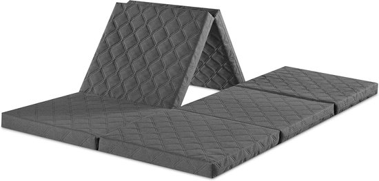 Vouwmatras Gasten - Opvouwbaar Matras - Comfortabel Slapen - Wasbare Hoes - 195 x 140 cm - Grijs