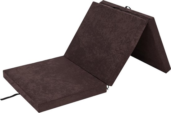 Vouwmatras - Gastenbed Ligvlak - Comfortabel Slapen - Afneembare Hoes - 195 x 80 cm - Donkerbruin