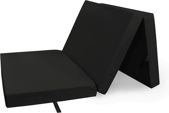 Vouwmatras - Gastenbed Matras - Logeren Kamperen - Afneembare Hoes - 195 x 85 x 10 cm - Zwart