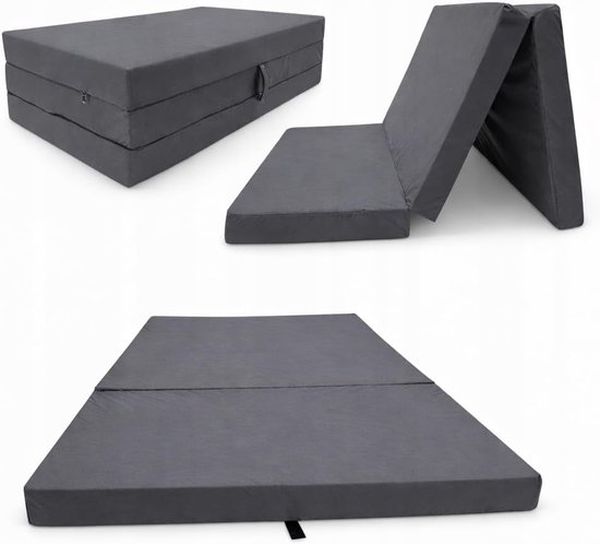 Vouwmatras - Gastenbed Opvouwbaar - Comfortabel Slapen - Afneembare Hoes - 65x180 cm - Grijs