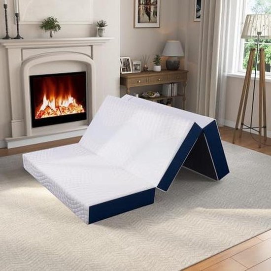 Vouwmatras - Gastenbed Opvouwbaar - Comfortabel Slapen - Traagschuim Ondersteuning - 150 x 200 x 15 cm - Grijs