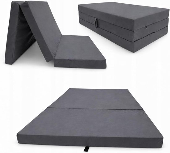 Vouwmatras Gastenbed - Opvouwbaar Logeerbed - Comfortabel Slapen - Afneembare Hoes - 65x180x7cm - Grijs