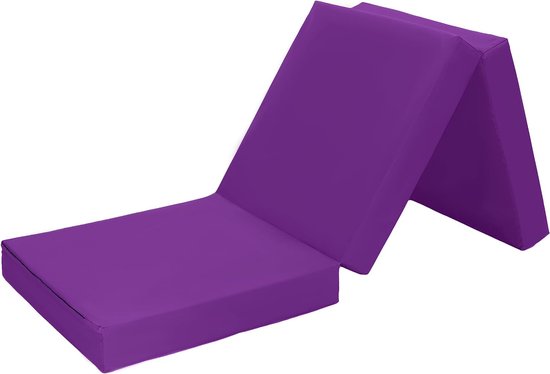 Vouwmatras, gastenmatras, 3-delige vouwmatras, waterdicht, opvouwbaar, voor volwassenen, comfortabele binnen en buiten, futon (paars) van Yoorooboo